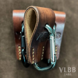 Leather binocular hook with a carabiner for a belt loop
