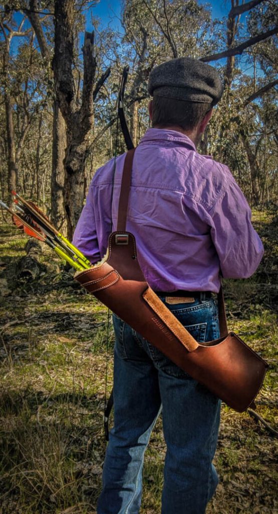 VLBB stalker quiver carried across the back in the field